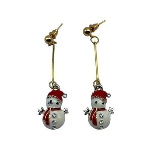 New Christmas dangling red&white snowman earrings